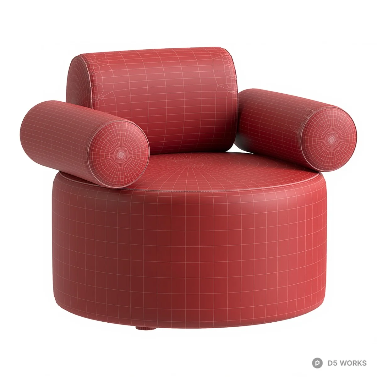 Olive Velvet Armchair 3d model thumbnail 4