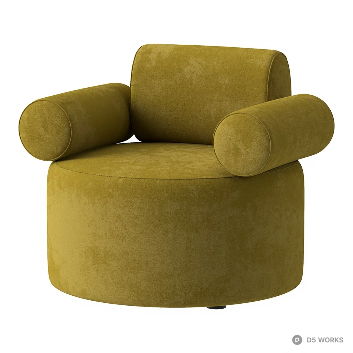 Olive Velvet Armchair 3d model thumbnail 3