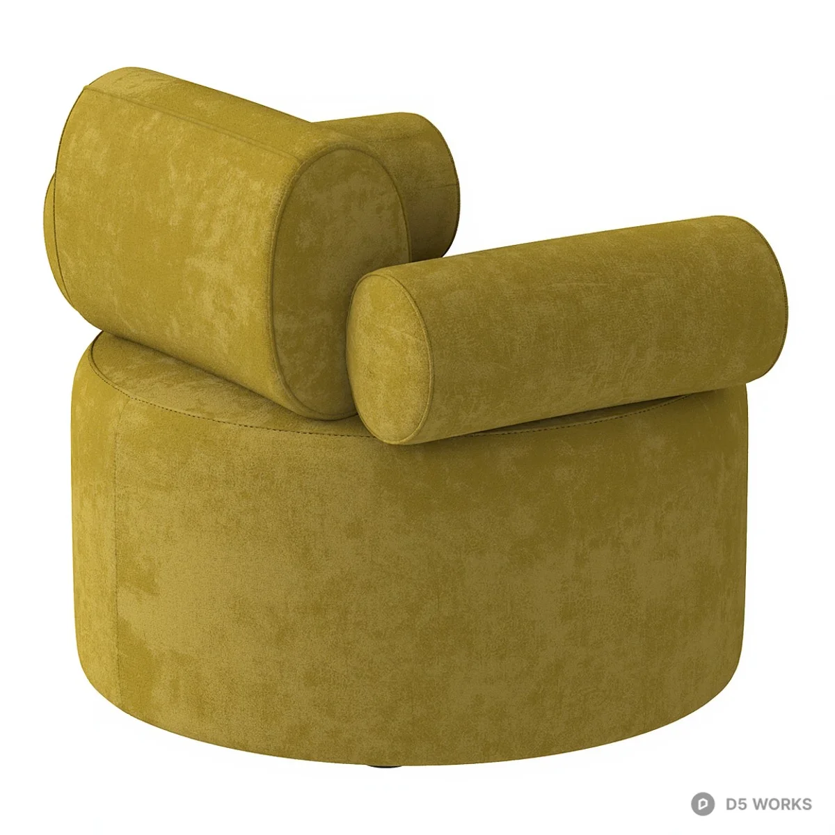 Olive Velvet Armchair 3d model thumbnail 2