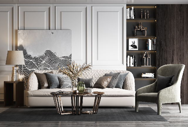 Modern Sofa & Side Table Set