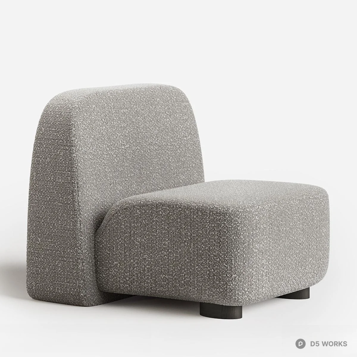 Textured Upholstered Lounge Chair 3d model - Image 1