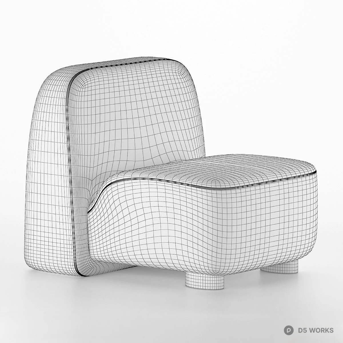 Textured Upholstered Lounge Chair 3d model thumbnail 2