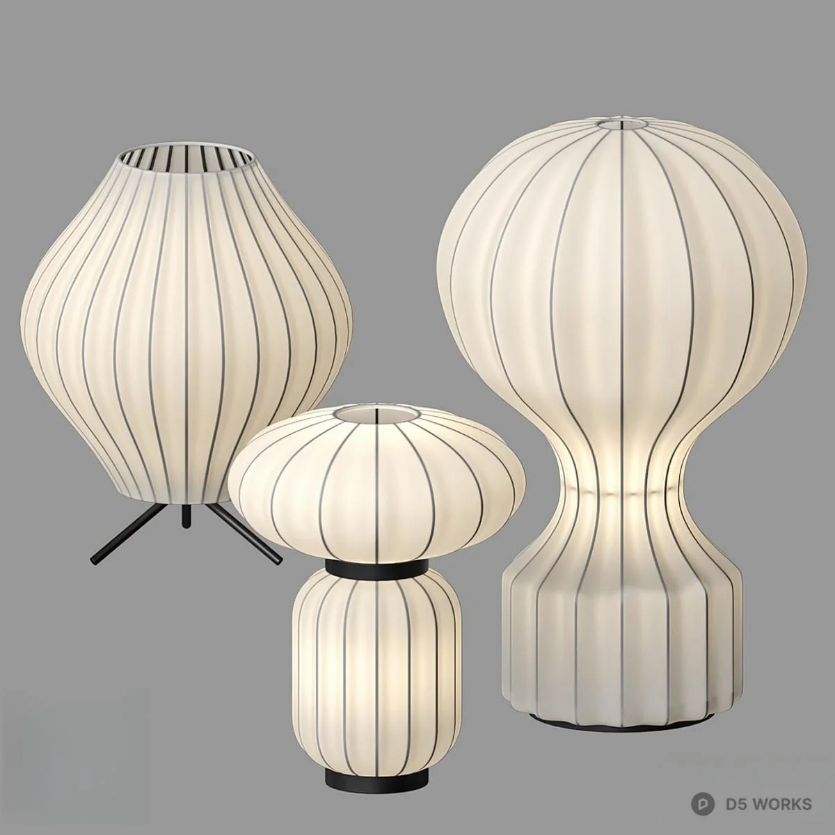 Ribbon Striped Table Lamp 3d model - Image 1