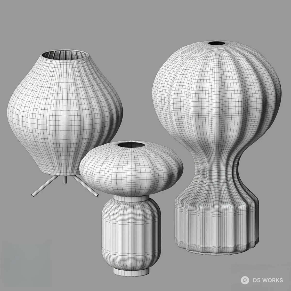 Ribbon Striped Table Lamp 3d model thumbnail 2