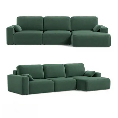 Deep Green Velvet Modular Sectional Sofa 3d model