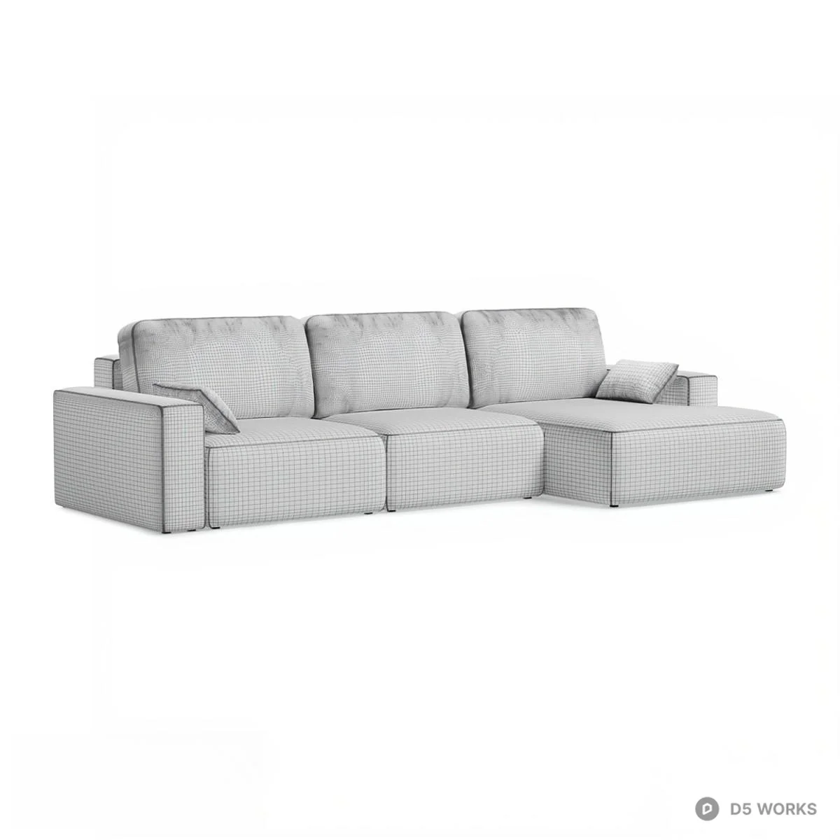 Deep Green Velvet Modular Sectional Sofa 3d model thumbnail 3