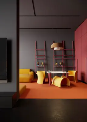 Modern Playroom with Bold Color Blocks 3d model