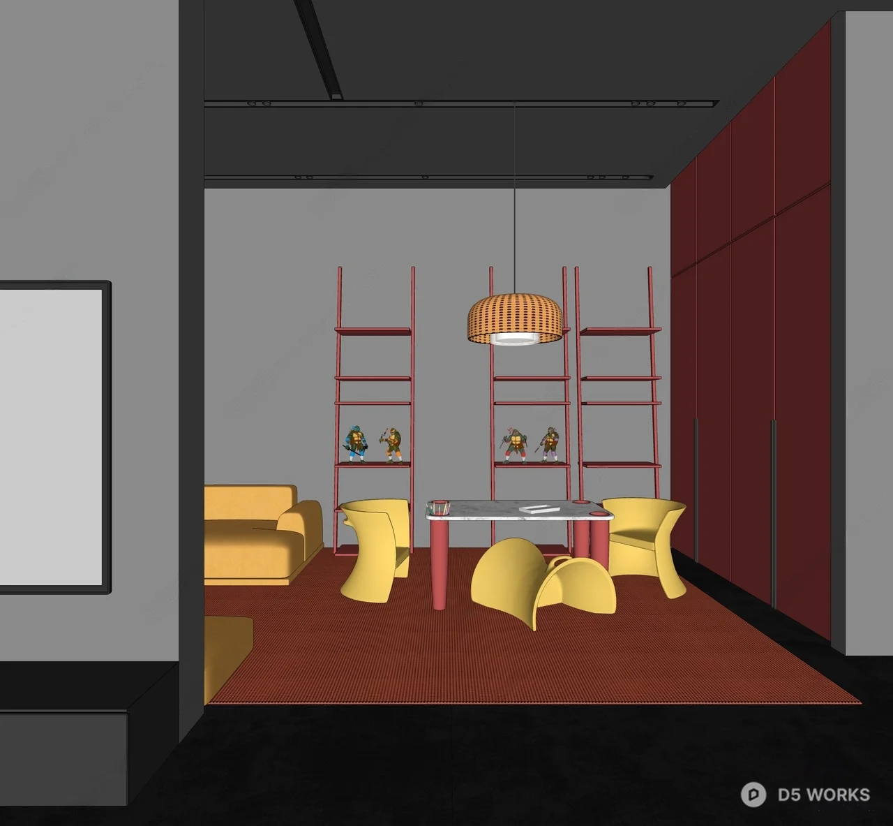 Modern Playroom with Bold Color Blocks 3d model thumbnail 2