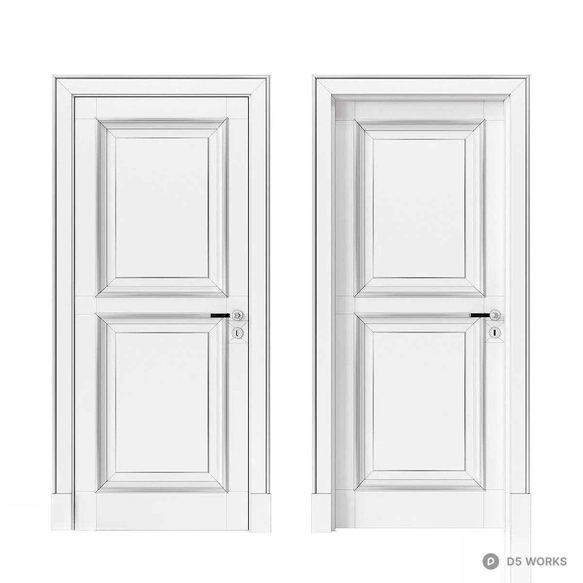 Classic White Panel Door 3d model thumbnail 4