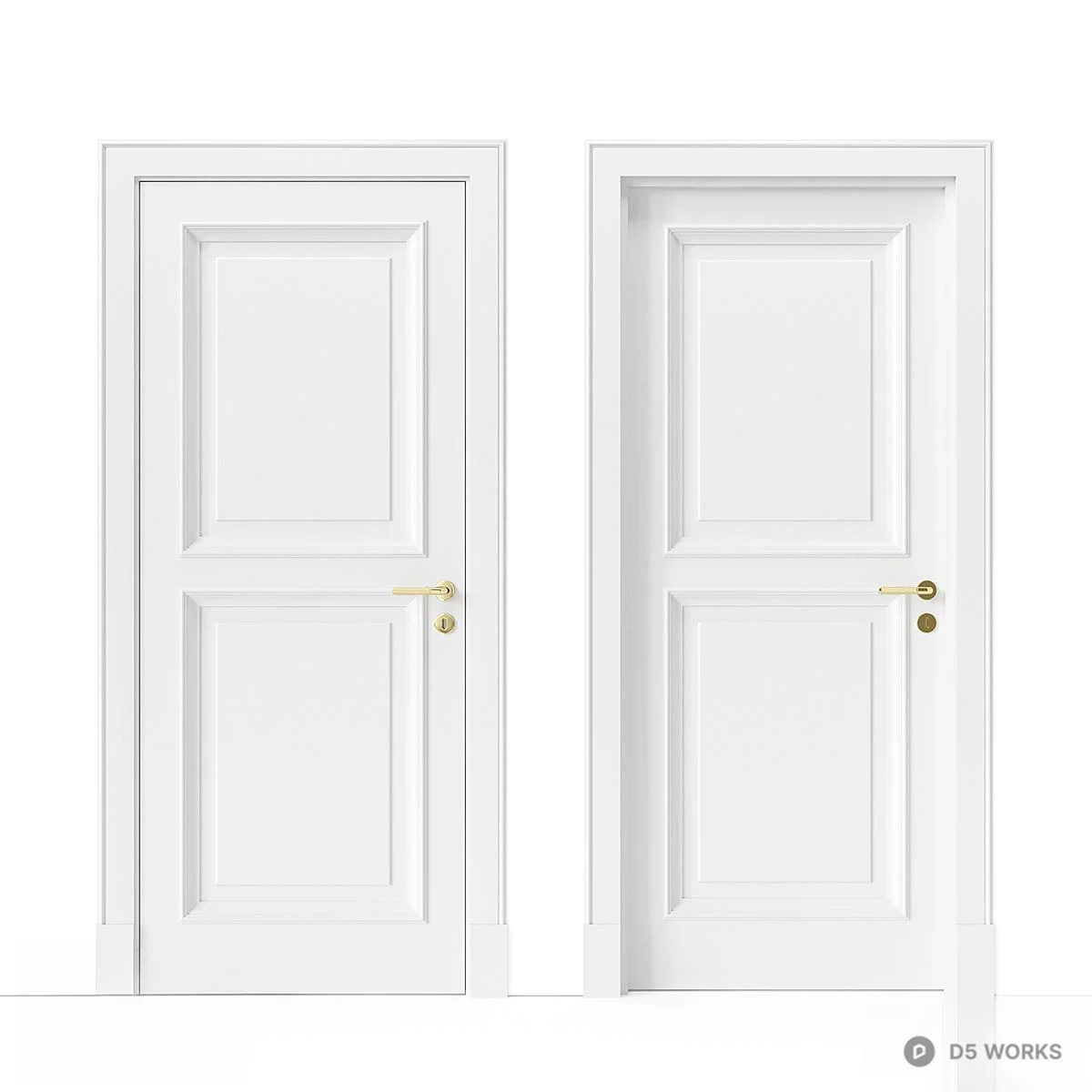 Classic White Panel Door 3d model - Image 1