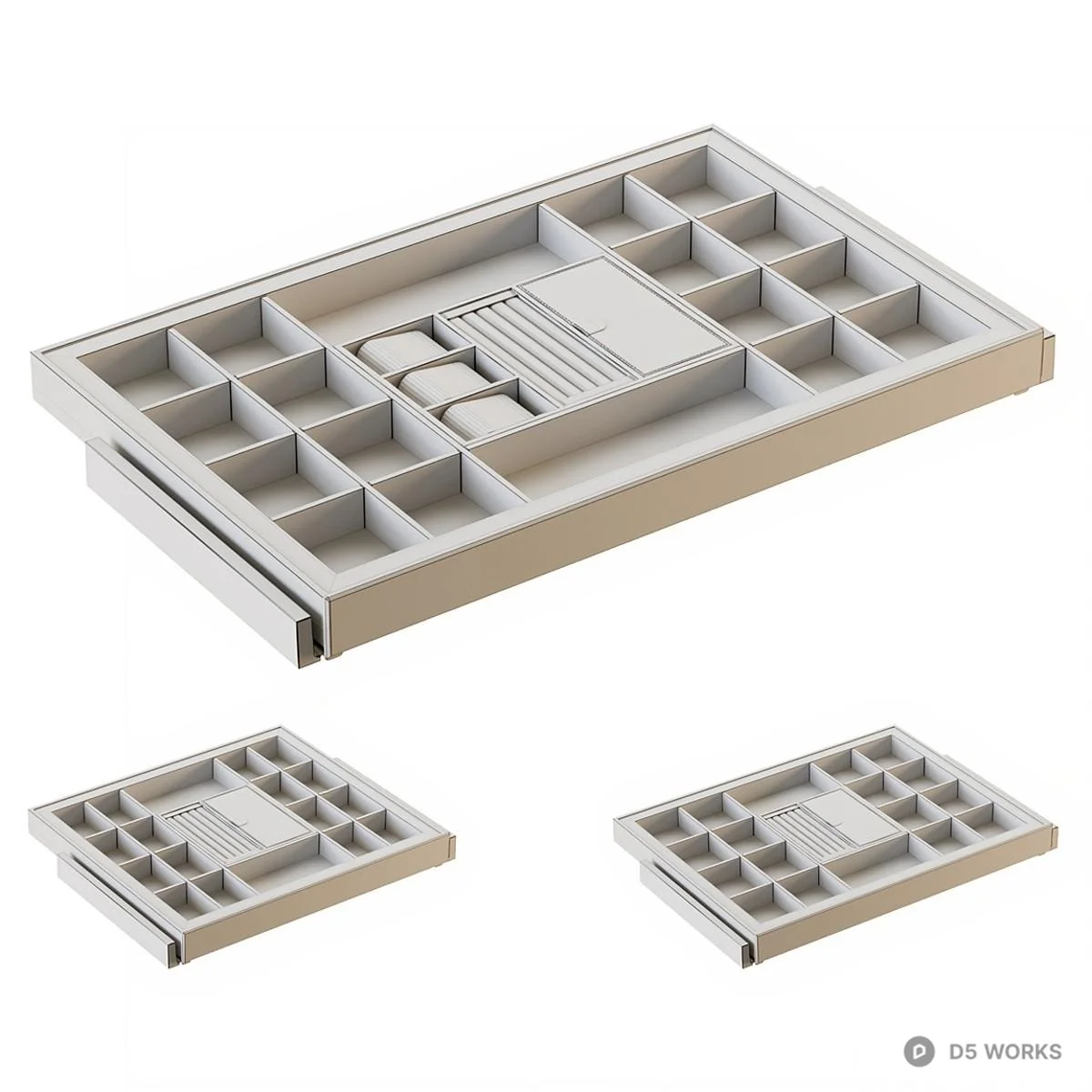 Modular Jewelry Tray With Compartmentalized Design 3d model thumbnail 3
