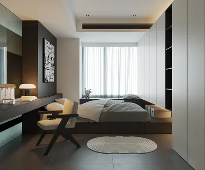 Minimalist Tatami Bedroom with Integrated Storage 3d model