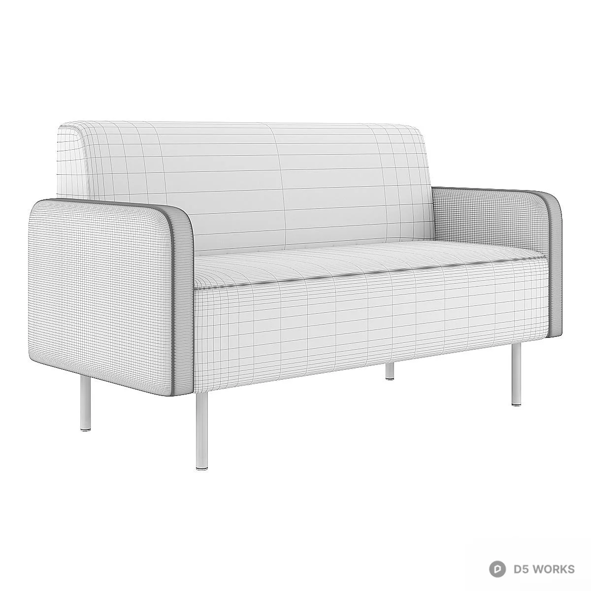 Minimalist Velvet Two-Seater Sofa 3d model thumbnail 4