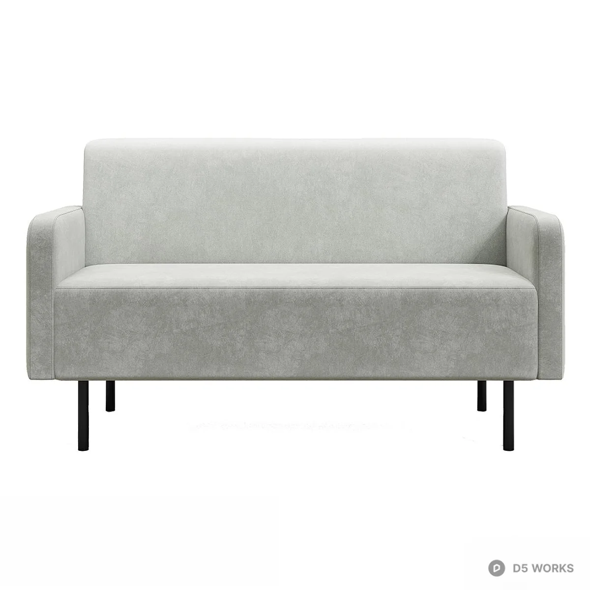 Minimalist Velvet Two-Seater Sofa 3d model thumbnail 2