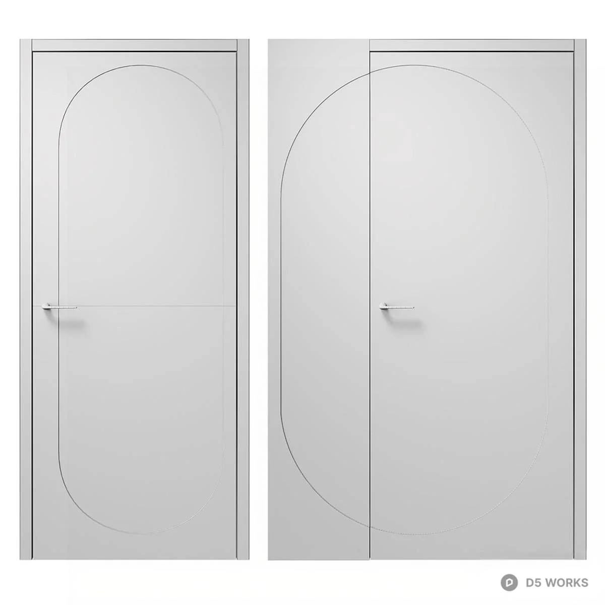 Minimalist Oval Inset Door 3d model thumbnail 2