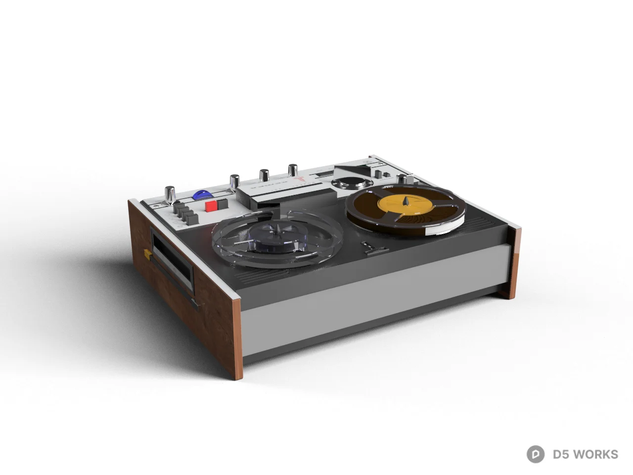 Retro Turntable Audio System 3d model - Image 1
