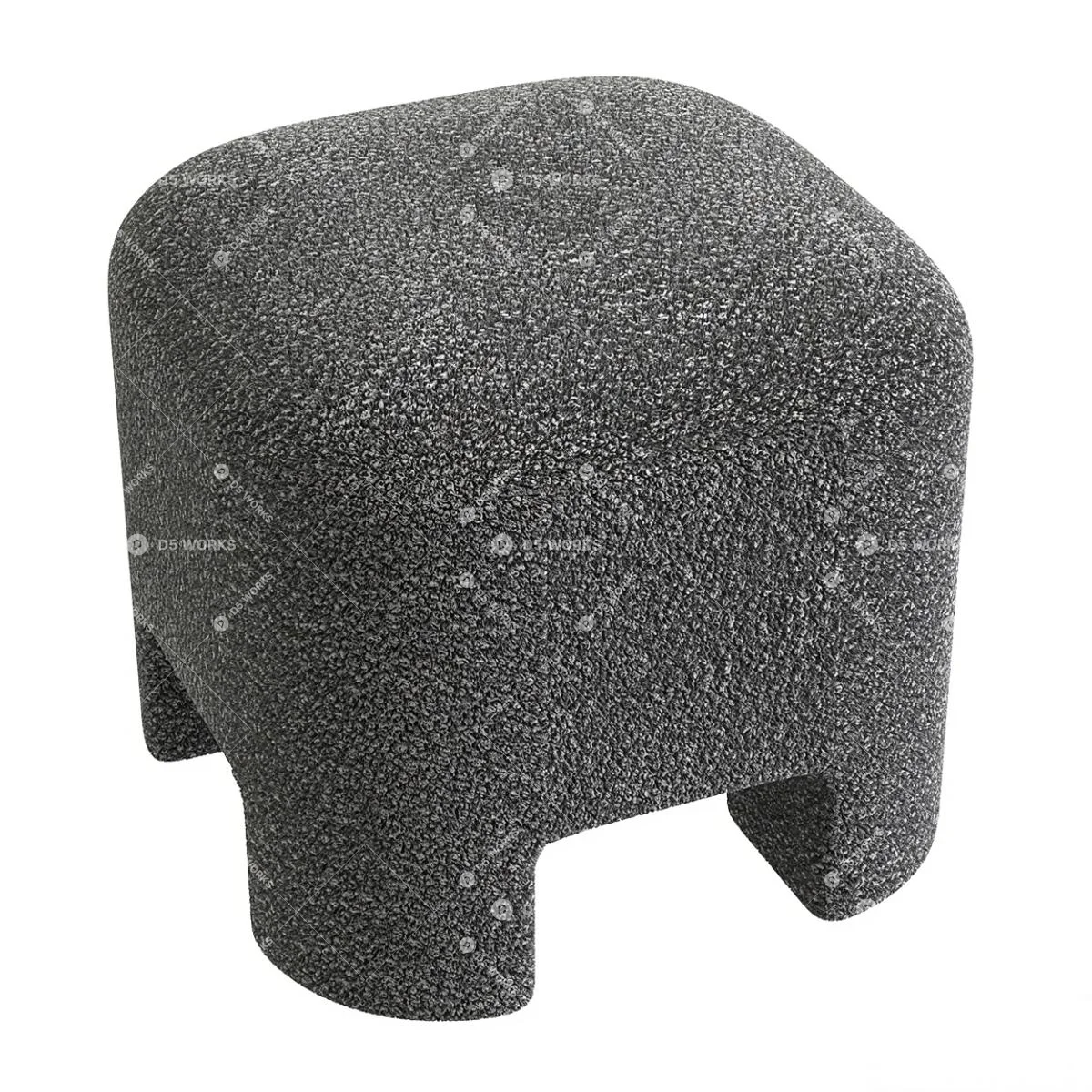 Textured Fabric Stool 3d model thumbnail 2