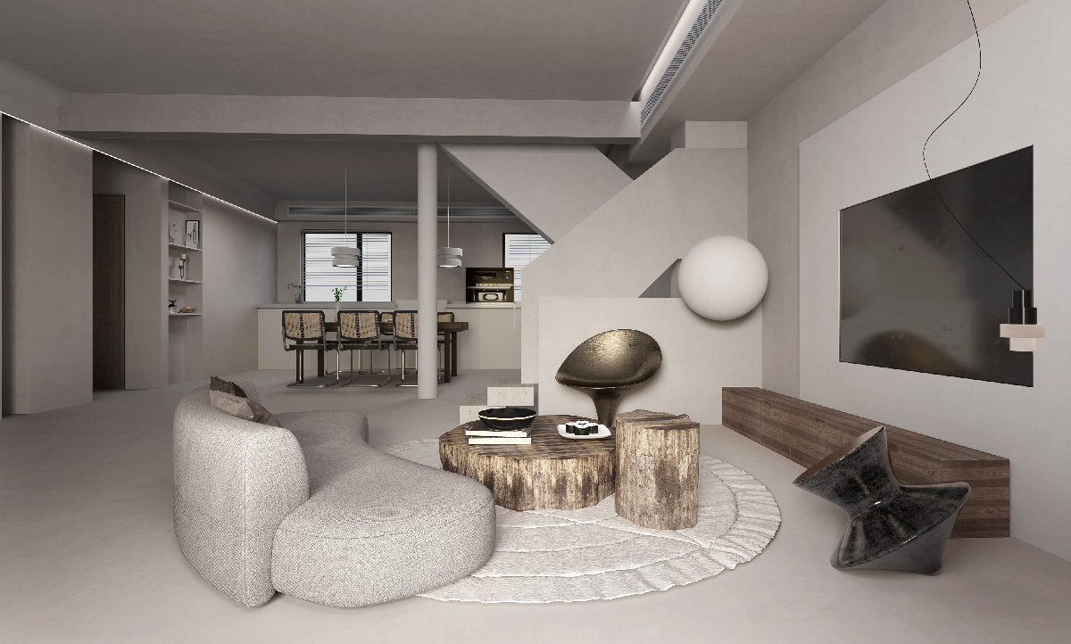 Minimalist Living & Dining Room