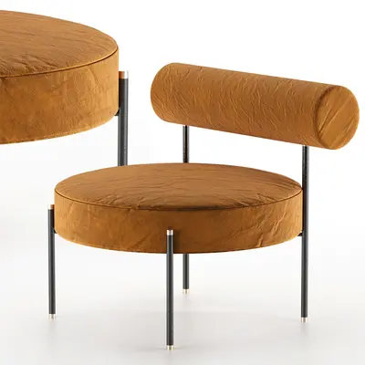 Velvet Round Backrest Lounge Chair 3d model