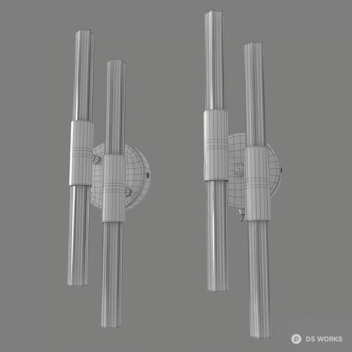 Modern Dual Tube Wall Lamp 3d model thumbnail 2