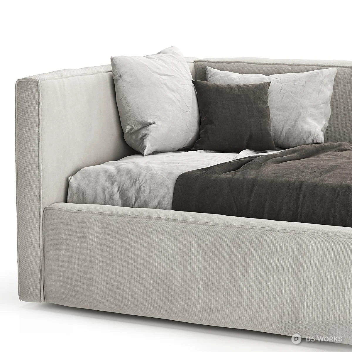 Modern Upholstered Sofa Bed 3d model thumbnail 3