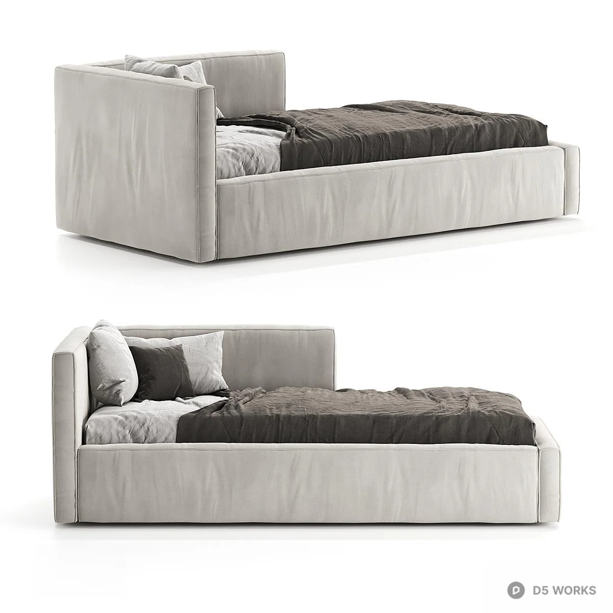 Modern Upholstered Sofa Bed 3d model thumbnail 2