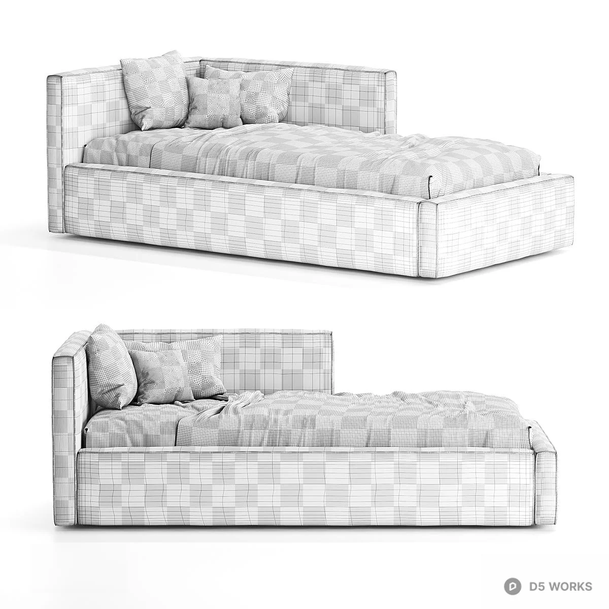 Modern Upholstered Sofa Bed 3d model thumbnail 4
