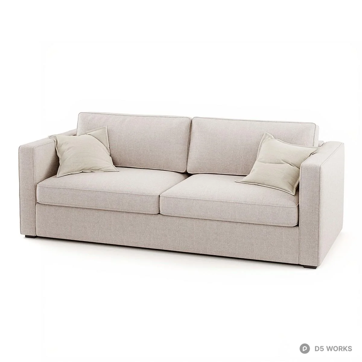 Textured Fabric Three-Seater Sofa 3d model thumbnail 3
