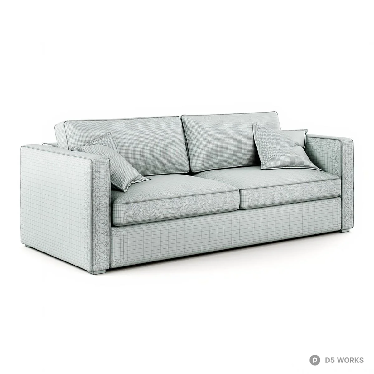 Textured Fabric Three-Seater Sofa 3d model thumbnail 5