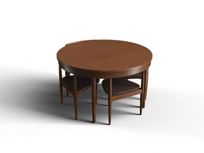 Mid-Century Modern Round Dining Table With Chairs 3d model