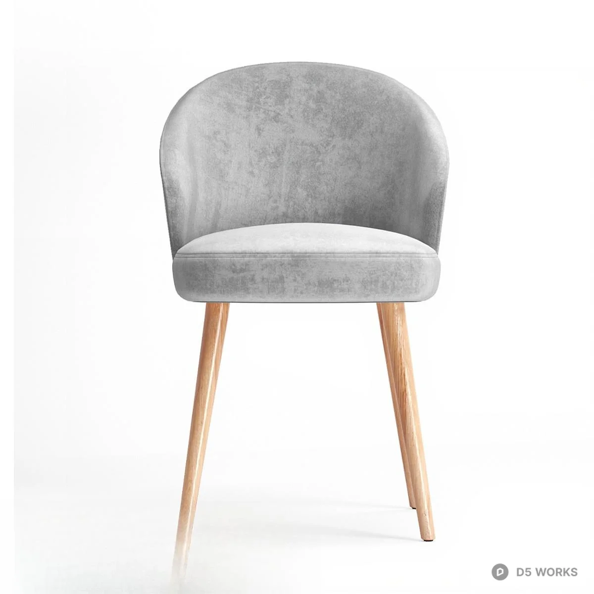 Velvet Dining Chair With Wooden Legs 3d model thumbnail 3