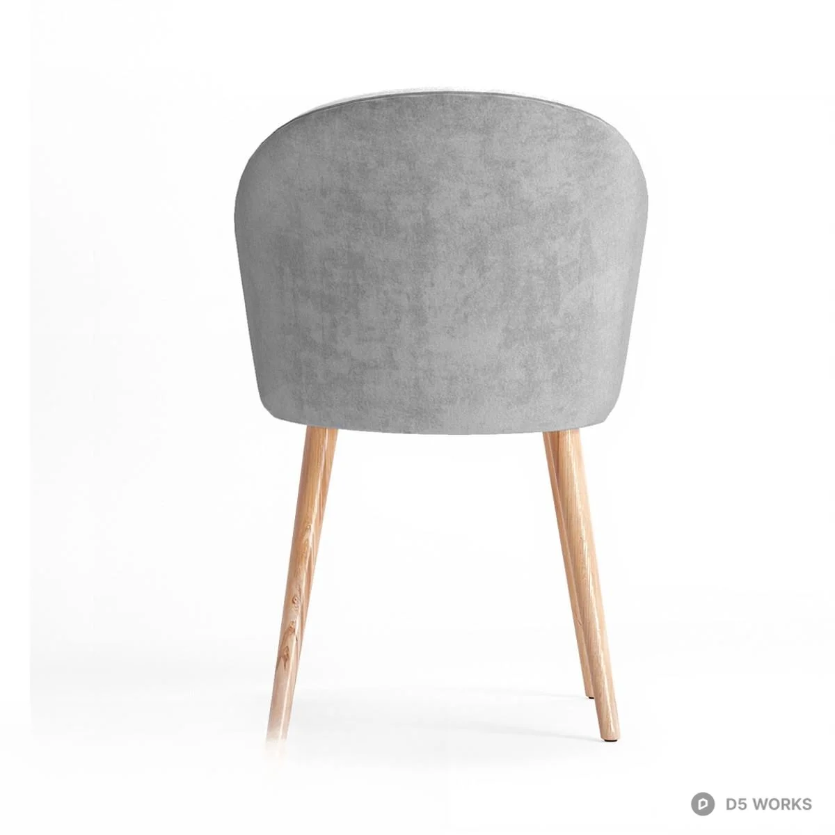 Velvet Dining Chair With Wooden Legs 3d model thumbnail 4
