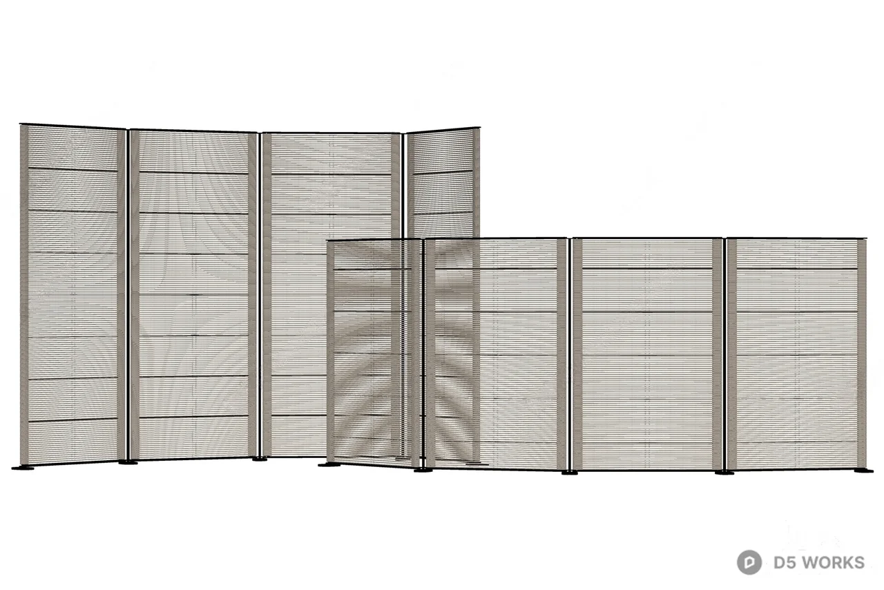 Wooden Folding Room Divider Screen 3d model thumbnail 2