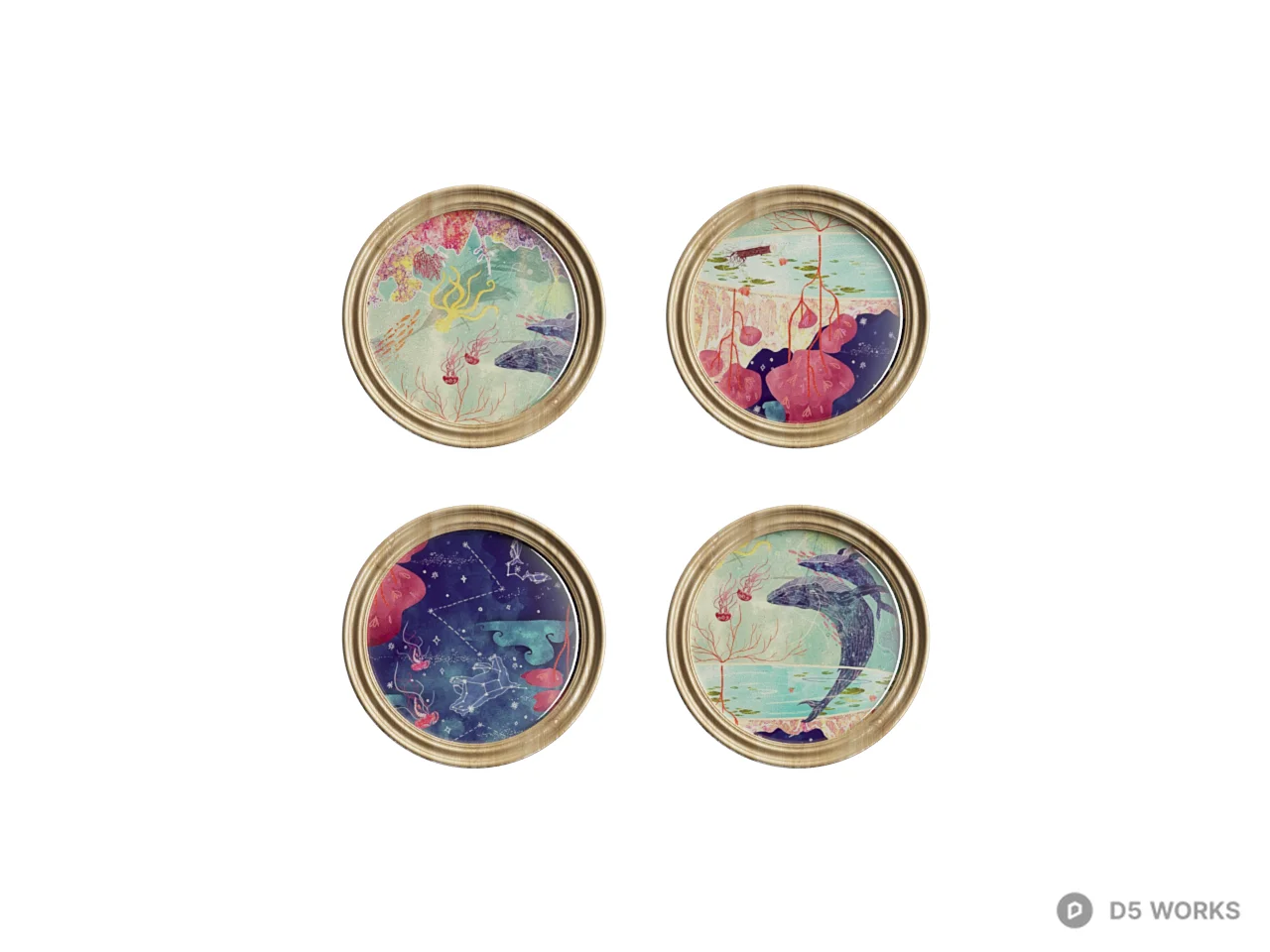 Round Framed Art Prints 3d model thumbnail 2
