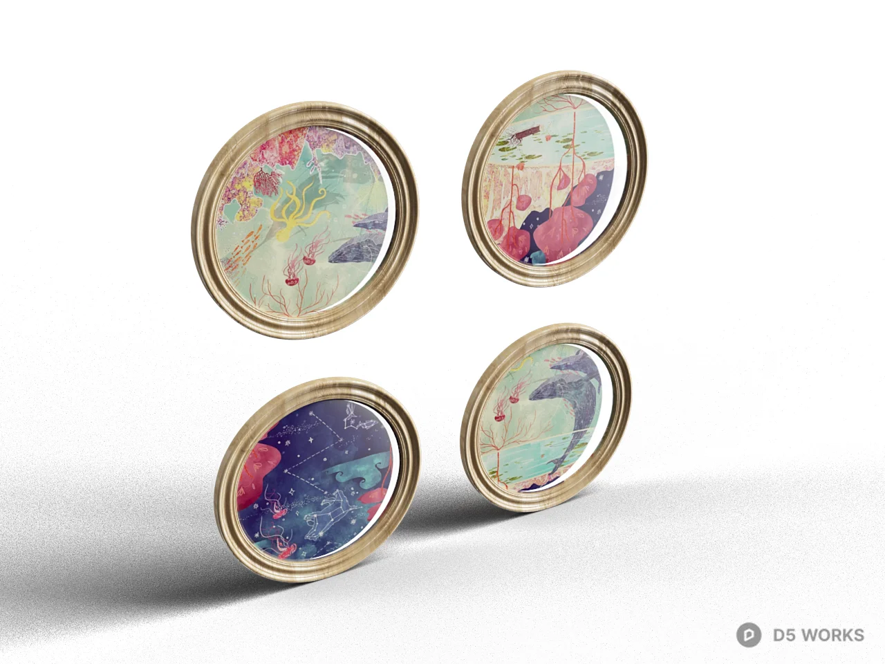 Round Framed Art Prints 3d model - Image 1