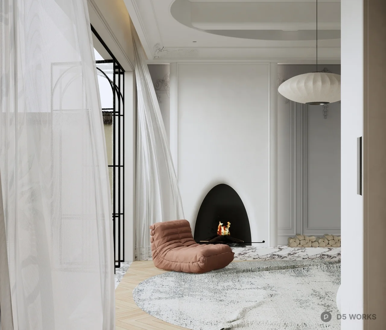 Minimalist Living Room with Cloud Sofa and Gallery Wall 3d model thumbnail 3