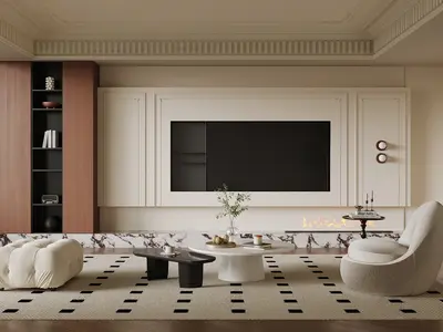 Modern Minimalist Living Room Interior 3d model