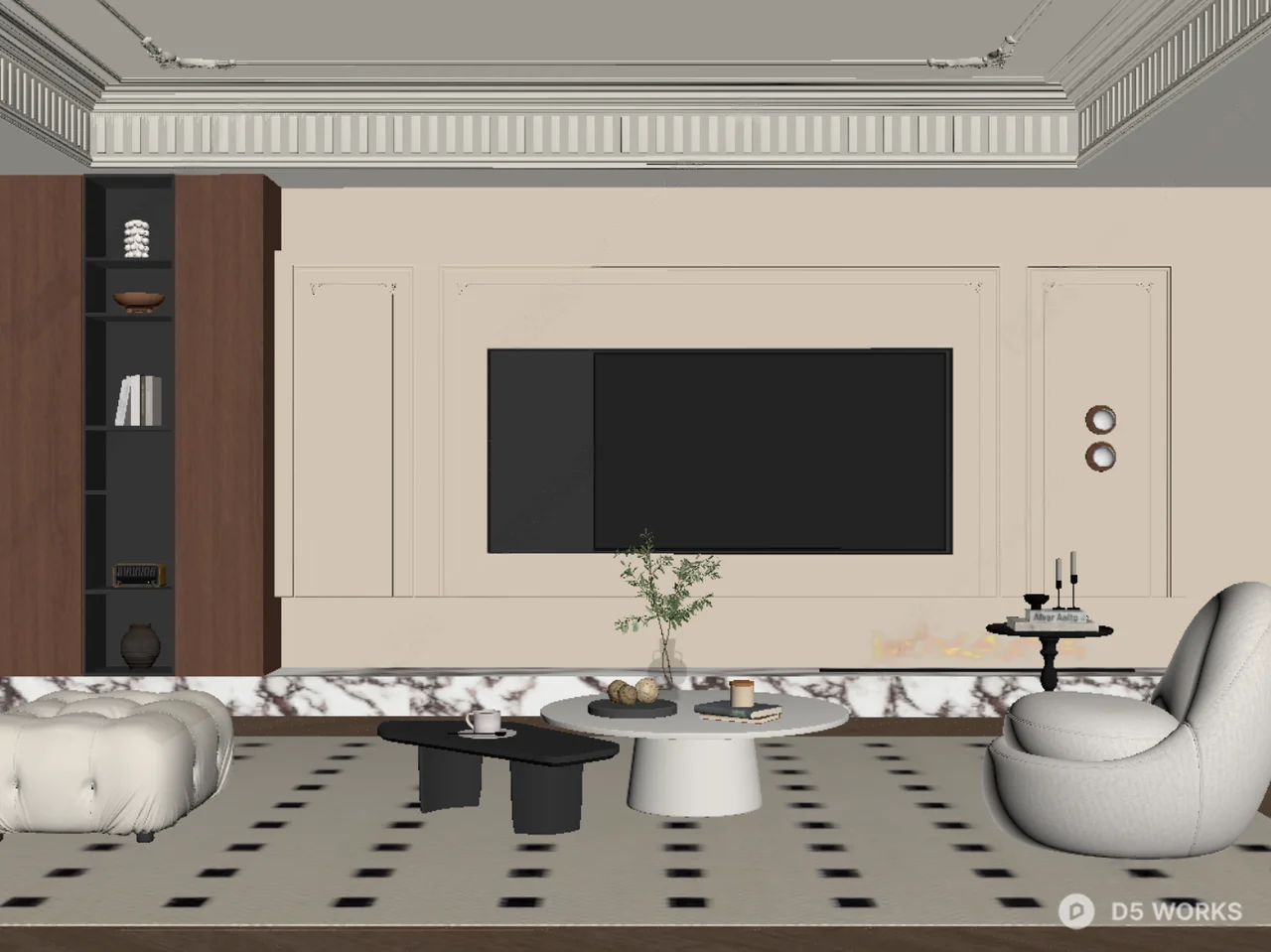Modern Minimalist Living Room Interior 3d model thumbnail 2