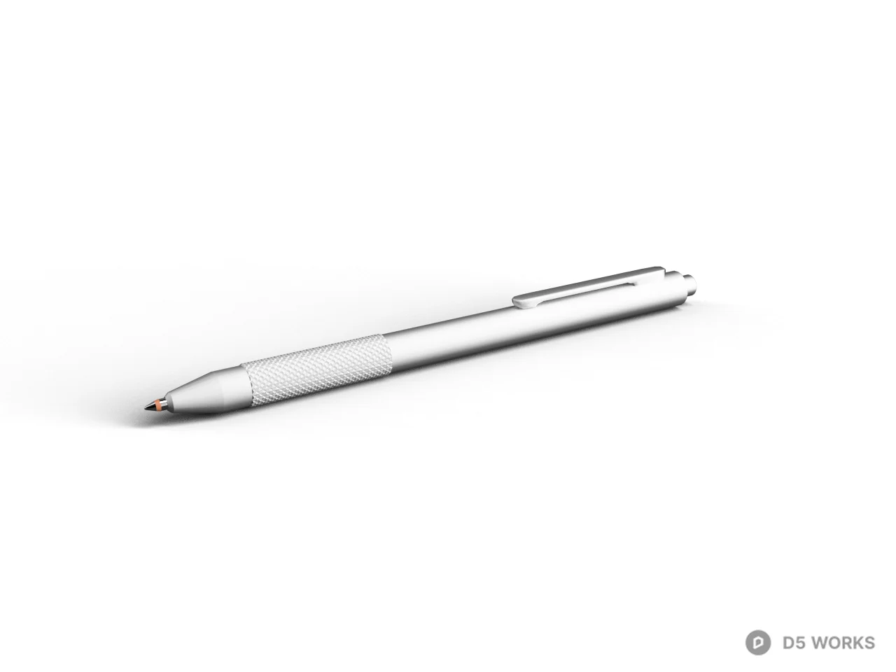 Minimalist White Ballpoint Pen 3d model - Image 1