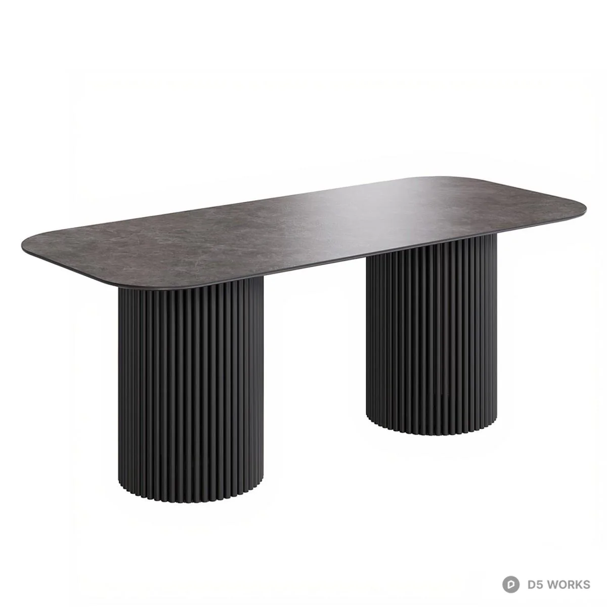 Ribbed Base Dining Table 3d model thumbnail 2