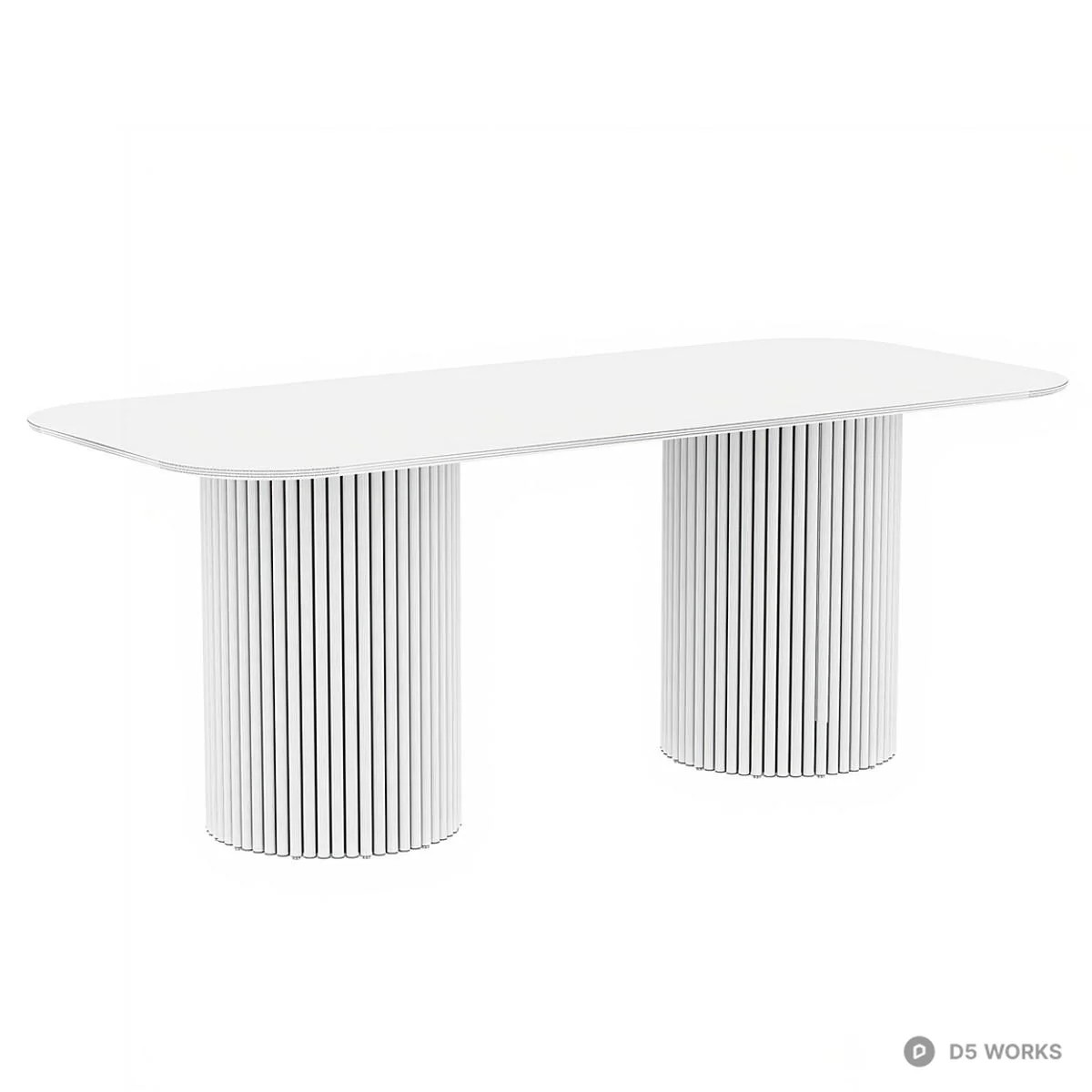 Ribbed Base Dining Table 3d model thumbnail 4
