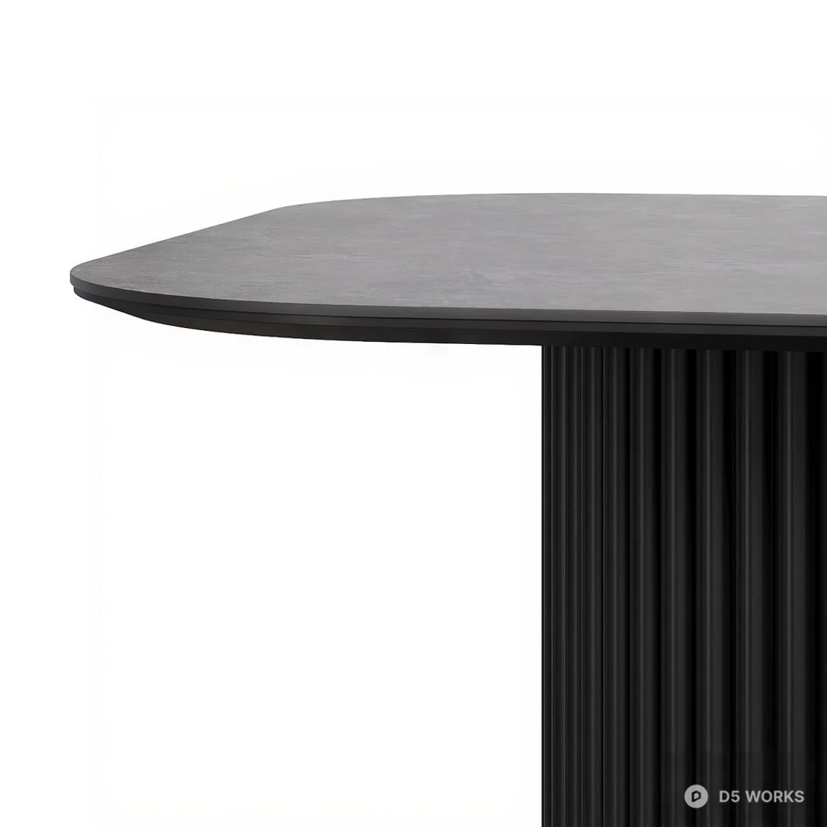Ribbed Base Dining Table 3d model thumbnail 3
