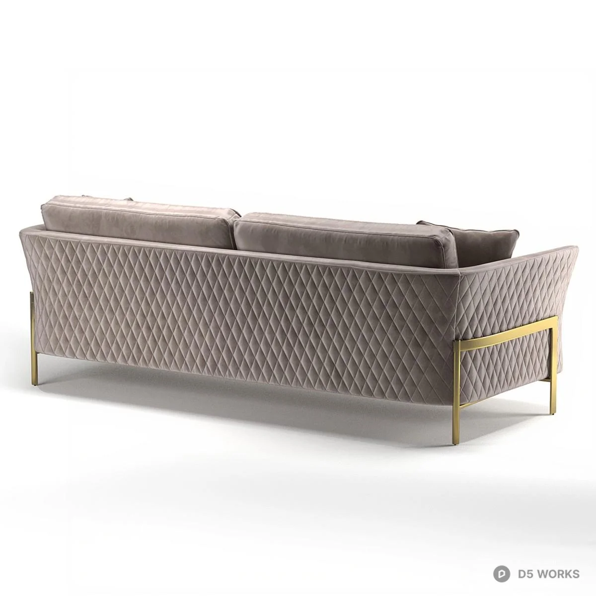 Velvet Chesterfield Sofa With Gold Legs 3d model thumbnail 3
