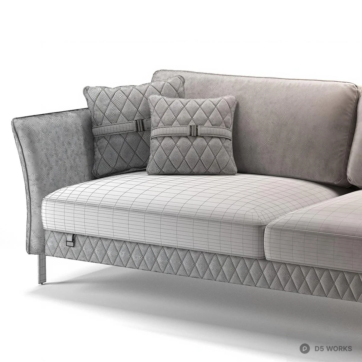 Velvet Chesterfield Sofa With Gold Legs 3d model thumbnail 5