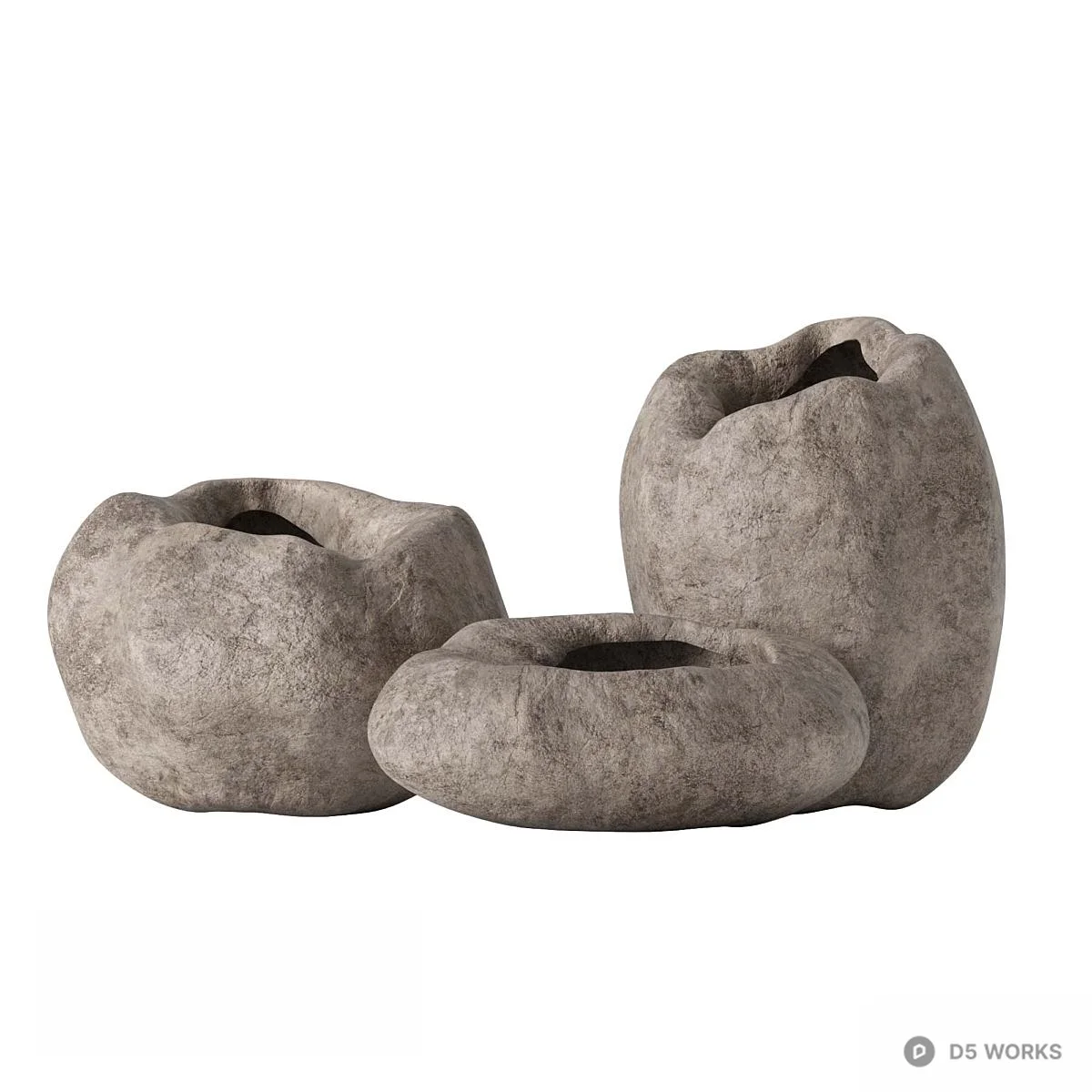 Minimalist Stone Vase Set 3d model - Image 1