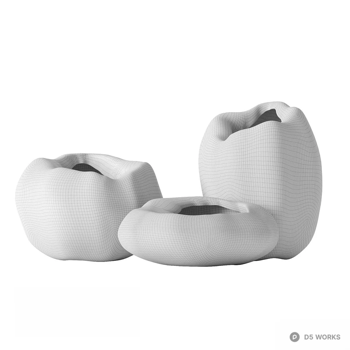 Minimalist Stone Vase Set 3d model thumbnail 5