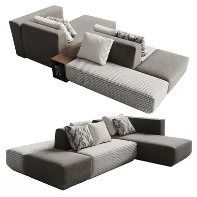 Modular Sectional Sofa With Textured Fabric 3d model