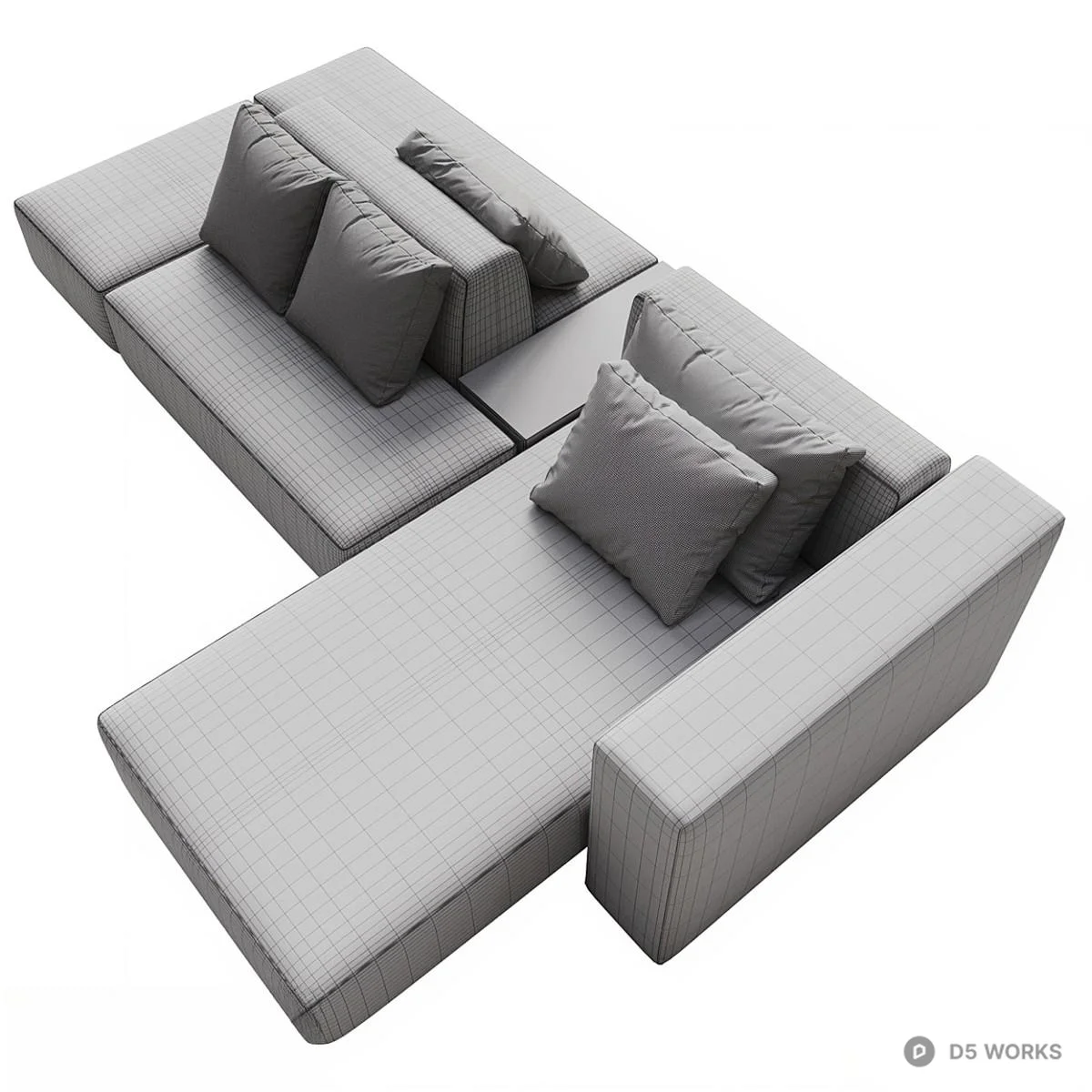 Modular Sectional Sofa With Textured Fabric 3d model thumbnail 3