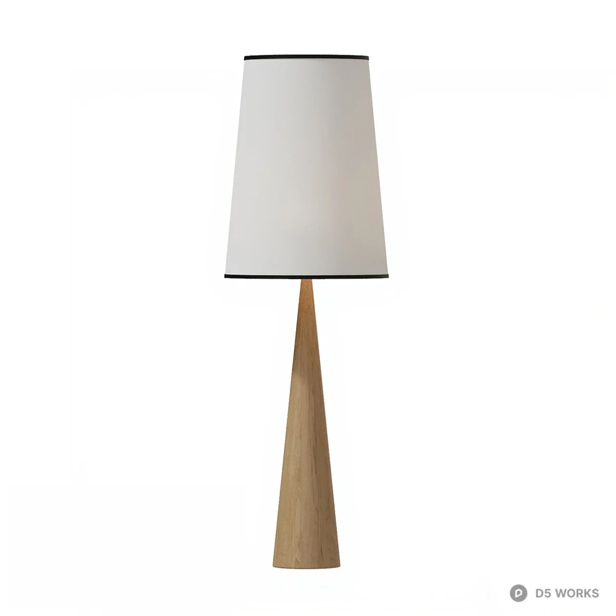 Minimalist Wooden Base Floor Lamp 3d model - Image 1