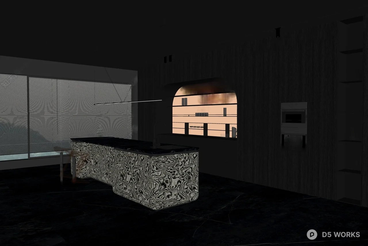 Modern Minimalist Kitchen with Stylish Island 3d model thumbnail 2